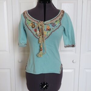 🔴CLEARANCE🔴 Size XS LaRok Mint Embellished Sweater
